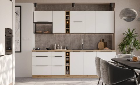 Zestaw mebli kuchennych Aria Crystal white / Dąb artisan 255 cm - 13 elementów