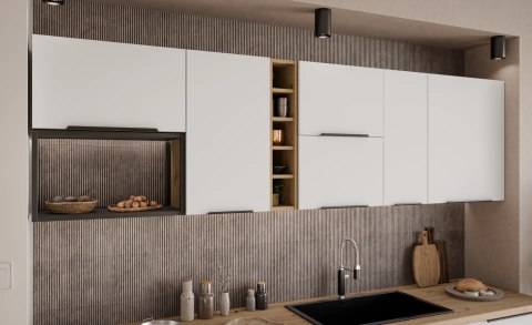 Zestaw mebli kuchennych Aria Crystal white / Dąb artisan 255 cm - 13 elementów