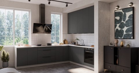 Zestaw mebli kuchennych Aria Graphite / Biały 255 cm - 13 elementów