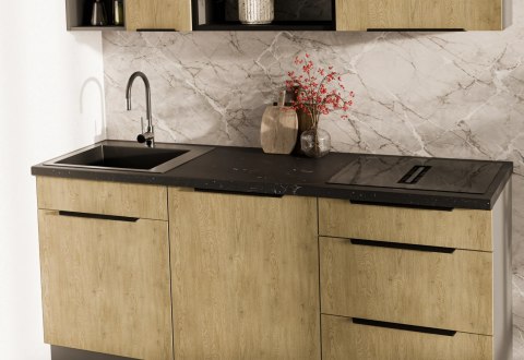 Zestaw mebli kuchennych Cremona dąb cremona / antracyt 180 cm - 8 elementów