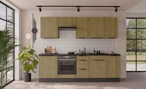 Zestaw mebli kuchennych Cremona dąb cremona / antracyt 260 cm - 10 elementów