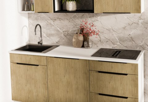Zestaw mebli kuchennych Cremona dąb cremona / biały 180 cm - 8 elementów