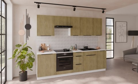 Zestaw mebli kuchennych Cremona dąb cremona / biały 260 cm - 10 elementów