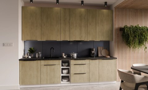 Zestaw mebli kuchennych Cremona dąb cremona / biały 300 cm - 12 elementów