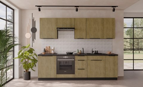 Zestaw mebli kuchennych Cremona dąb cremona / czarny 260 cm - 10 elementów
