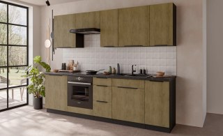 Zestaw mebli kuchennych Cremona dąb cremona / czarny 260 cm - 10 elementów
