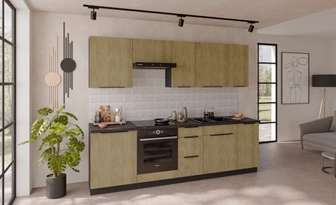 Zestaw mebli kuchennych Cremona dąb cremona / czarny 260 cm - 10 elementów