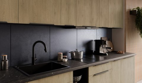 Zestaw mebli kuchennych Cremona dąb cremona / czarny 300 cm - 12 elementów