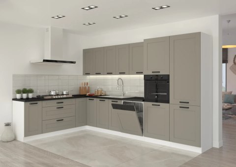 Zestaw mebli kuchennych Luna clay grey / biały mat 260 cm - 9 elementów