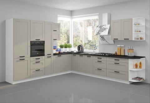 Zestaw mebli kuchennych Luna clay grey / biały mat 260 cm - 9 elementów