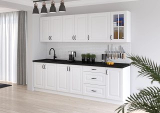 Zestaw mebli kuchennych Stilo biały mat / biały mat 260 cm - 8 elementów