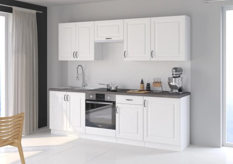 Zestaw mebli kuchennych Stilo biały mat / biały mat 260 cm - 8 elementów
