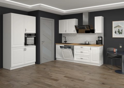 Zestaw mebli kuchennych Stilo biały mat / biały mat 260 cm - 8 elementów