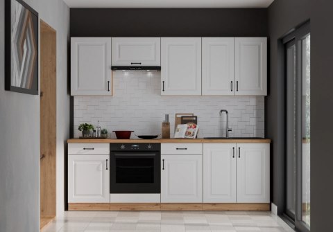 Zestaw mebli kuchennych Stilo biały mat / dąb artisan 260 cm - 8 elementów