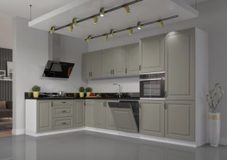Zestaw mebli kuchennych Stilo clay grey / biały mat 260 cm - 8 elementów