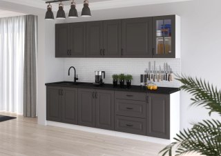 Zestaw mebli kuchennych Stilo grafit mat / biały mat 260 cm - 8 elementów