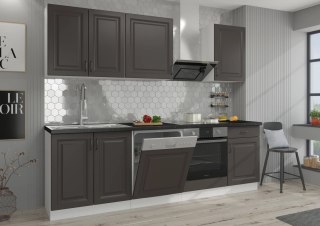 Zestaw mebli kuchennych Stilo grafit mat / biały mat 260 cm - 8 elementów