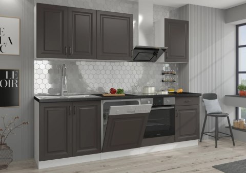 Zestaw mebli kuchennych Stilo grafit mat / biały mat 260 cm - 8 elementów