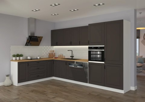 Zestaw mebli kuchennych Stilo grafit mat / biały mat 260 cm - 8 elementów