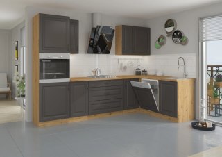 Zestaw mebli kuchennych Stilo grafit mat / dąb artisan 260 cm - 8 elementów