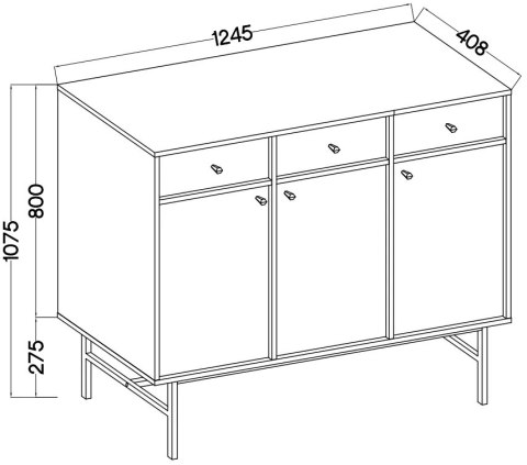 Komoda 3F 3S Tokyo 3 - metalowy stelaż typ 827 - eucaliptus | Stolarz-Lempert