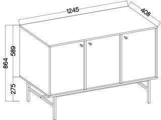 Komoda 3F Tokyo 3 - metalowy stelaż typ 813 - eucaliptus | Stolarz-Lempert