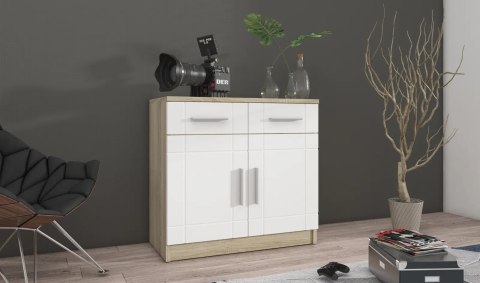 Komoda Paris 2F2S - biały mat / dąb Sonoma | Stolarz-Lempert