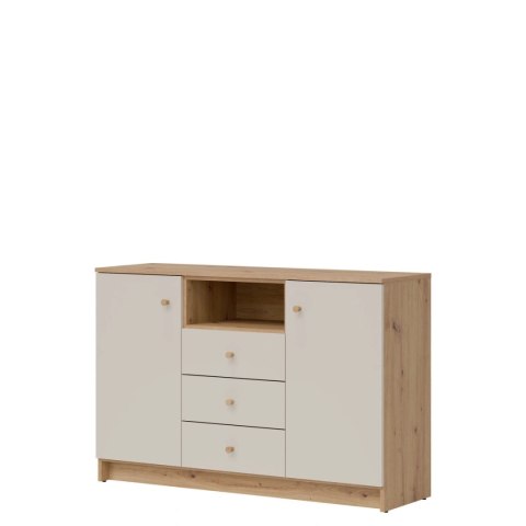 TIMO TM02 - komoda 126 cm, dąb artisan / kaszmir mat