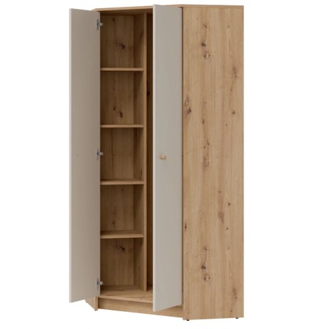 TIMO TM06 - szafa narożna 82 cm, dąb artisan / kaszmir mat