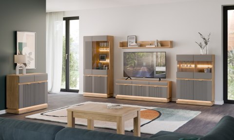 Milton ML01 - szafka RTV, dąb Cremona Torro / szary mat