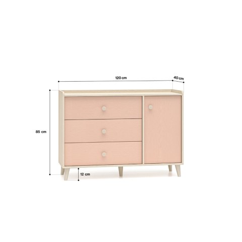 Komoda MEVEL 05 120 cm - Piasek Pustyni / Millenial Pink lub Szary Pallad
