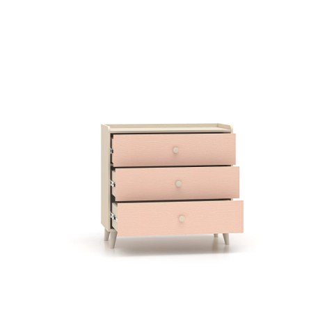 Komoda MEVEL 06 90 cm z 3 szufladami - Piasek Pustyni / Millenial Pink lub Szary Pallad
