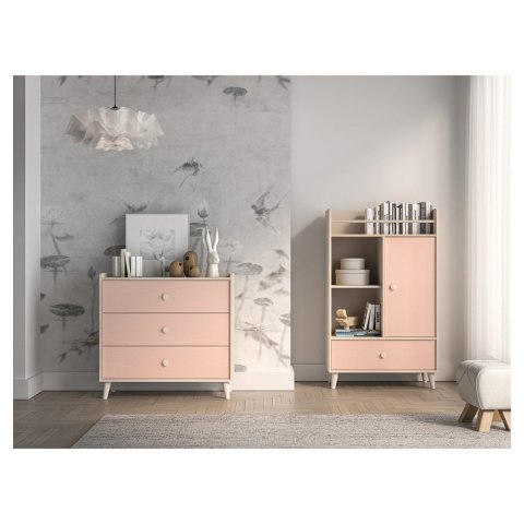 Komoda MEVEL 06 90 cm z 3 szufladami - Piasek Pustyni / Millenial Pink lub Szary Pallad
