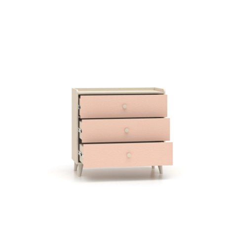 Komoda MEVEL 06 90 cm z 3 szufladami - Piasek Pustyni / Millenial Pink lub Szary Pallad