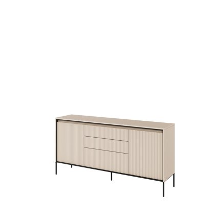 Komoda TREND TR-01 166 cm z LED - beż piaskowy/czarny