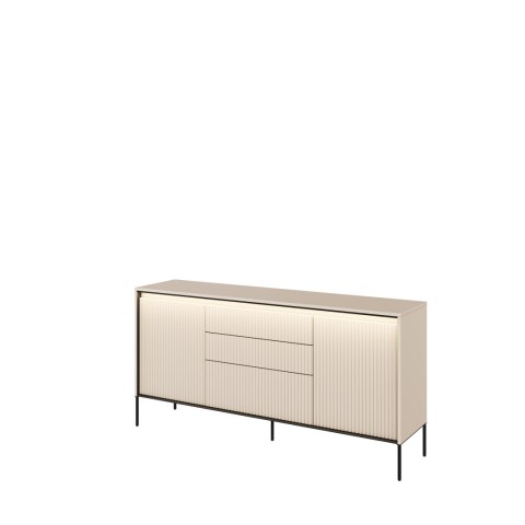 Komoda TREND TR-01 166 cm z LED - beż piaskowy/czarny