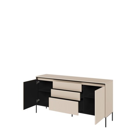 Komoda TREND TR-01 166 cm z LED - beż piaskowy/czarny