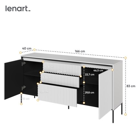 Komoda TREND TR-01 166 cm z LED - biały/czarny