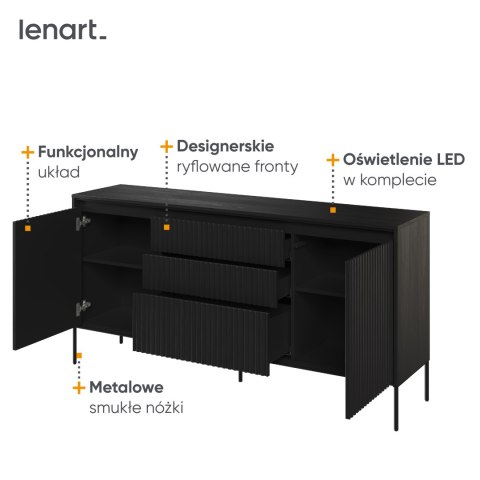Komoda TREND TR-01 166 cm z LED - czarny