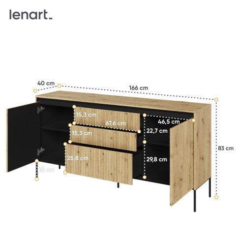 Komoda TREND TR-01 166 cm z LED - dąb artisan/czarny