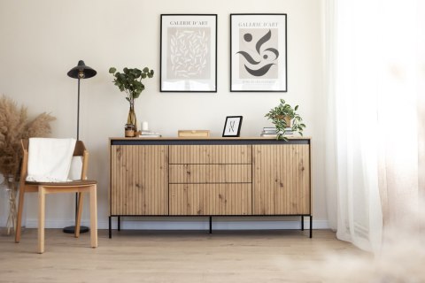 Komoda TREND TR-01 166 cm z LED - dąb artisan/czarny