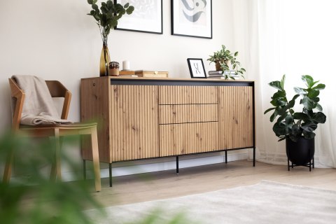 Komoda TREND TR-01 166 cm z LED - dąb artisan/czarny