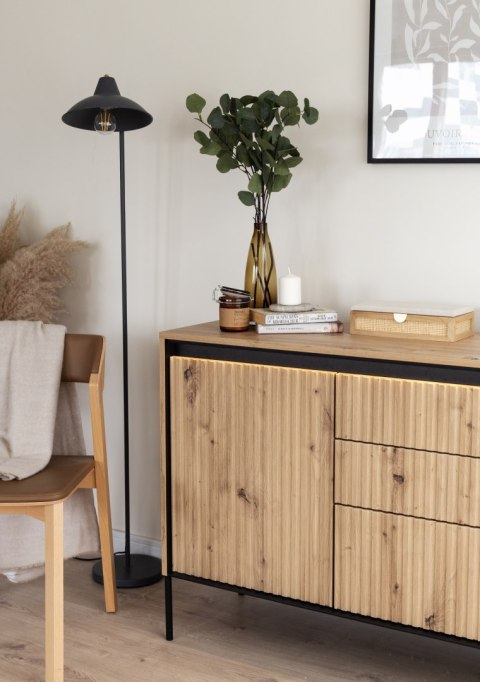 Komoda TREND TR-01 166 cm z LED - dąb artisan/czarny