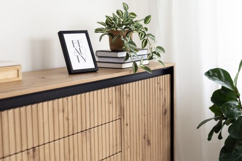 Komoda TREND TR-01 166 cm z LED - dąb artisan/czarny