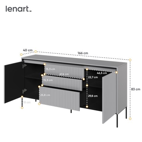 Komoda TREND TR-01 166 cm z LED - szary/czarny