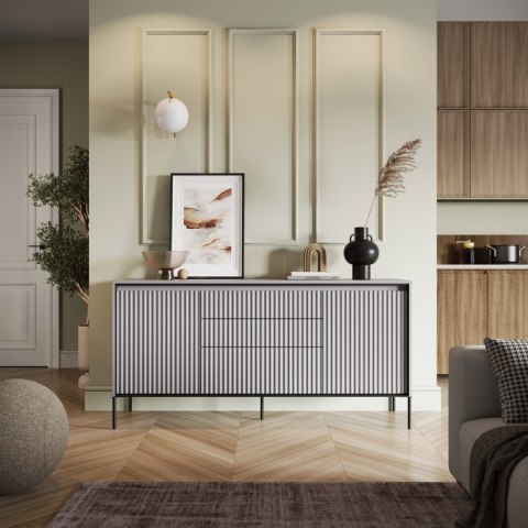 Komoda TREND TR-01 166 cm z LED - szary/czarny