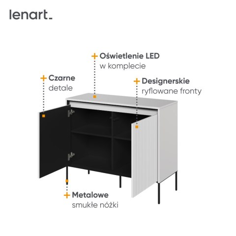 Komoda TREND TR-02 98 cm z LED - biały/czarny