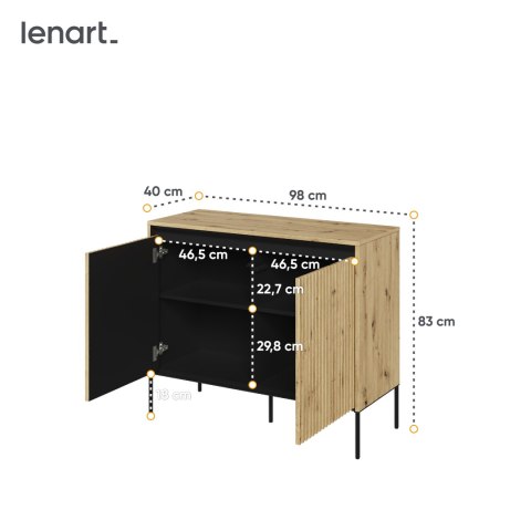 Komoda TREND TR-02 98 cm z LED - dąb artisan/czarny