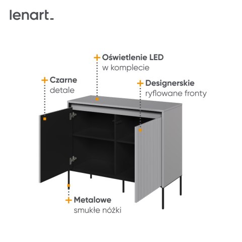 Komoda TREND TR-02 98 cm z LED - szary/czarny