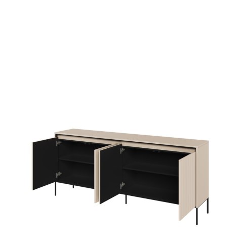 Komoda szeroka TREND TR-04 193 cm z LED - beż piaskowy/czarny